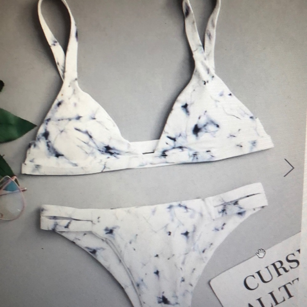Marble Print Spaghetti Strap Top Set